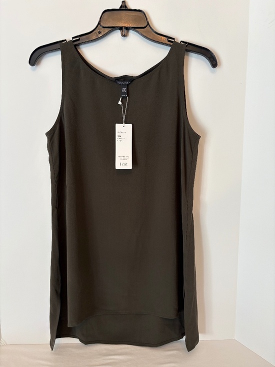 Eileen Fisher Tops - Eileen Fisher Silk Georgette Crepe Bateau Neck Long Shell Woodland Green XXS